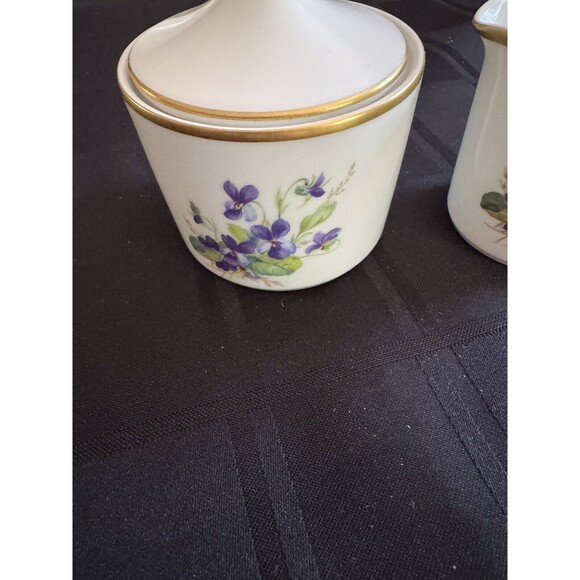 Hackefors Swedish Porcelain Creamer and Surgar Bowl violets Dainty - Picture 2 of 6
